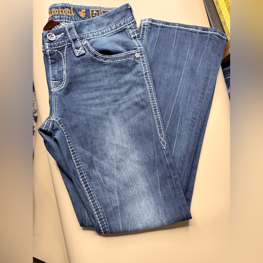 Rock‎ Revival Boris Bootcut Jeans Womens Size 27 x 28.5 Embellished Pockets - Picture 6 of 11
